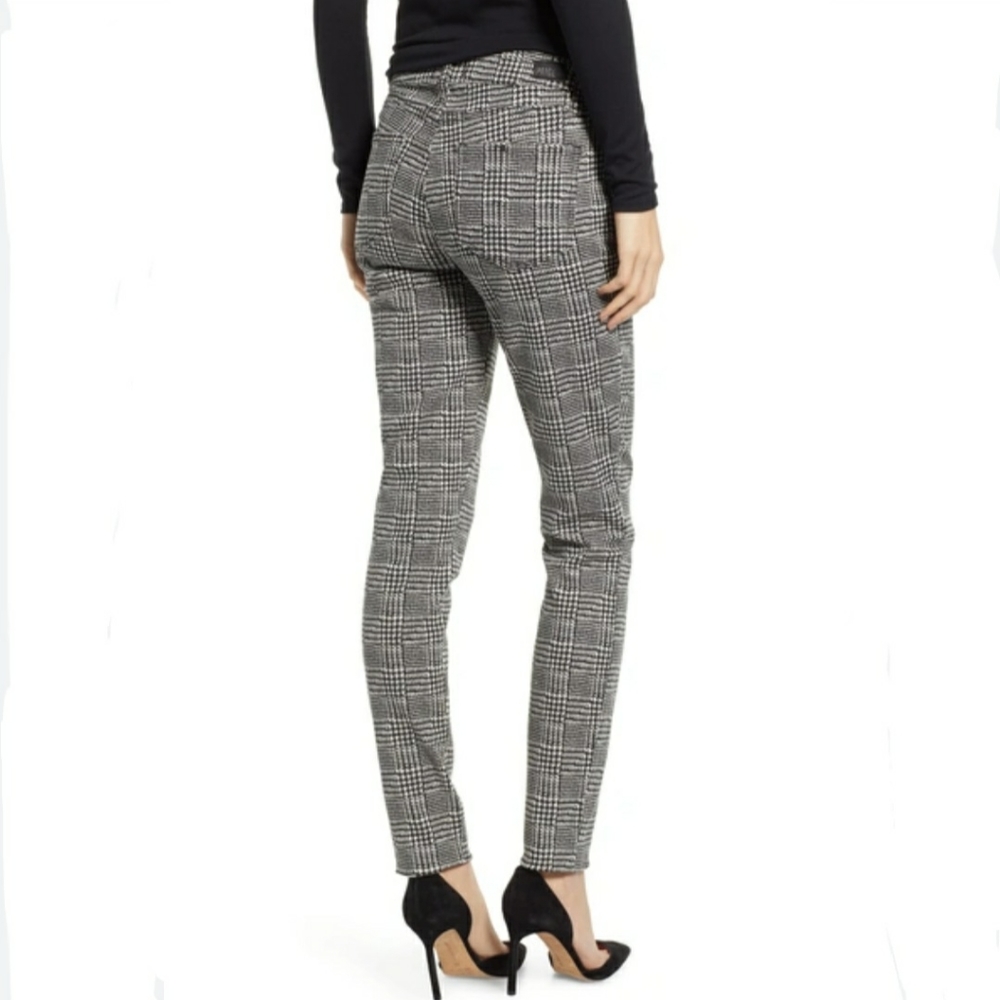 Paige Hoxton Ultra Skinny Jeans in Cream/Black Glen Check | Size 28